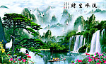 山水画 迎客松