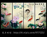 荷花国画