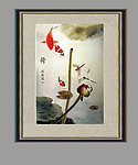 中国画水墨荷塘柳枝