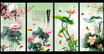 荷花 屏风