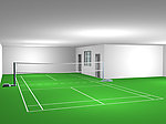 室内网球塑胶场地3d