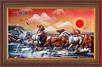 油画 八骏图