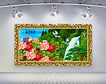 花开富贵山水画