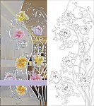 线条图 欧式花 牡丹