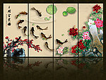 水墨九鱼图
