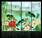 荷花国画