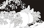 梅花 牡丹 假山
