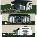 现代中式会所建筑SU模