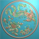 圆形凤凰牡丹花精雕灰