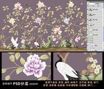 高清大型壁画手绘花鸟