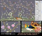 高清大型壁画手绘花鸟