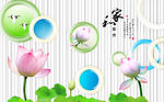 荷花电视背景墙 巨画