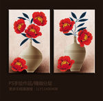 手绘花卉无框画