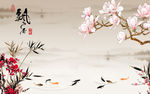 玉兰飘香山水画