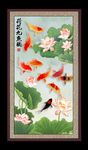 荷花九鱼图