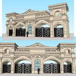 欧式居住区大门sketchup