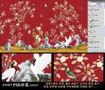 高清大型壁画手绘花鸟
