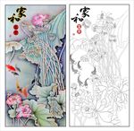 彩雕荷花玄关背景墙