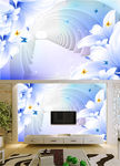 3D空间百合电视背景墙图片