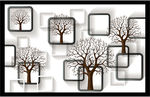 幻影3D方格树背景墙壁画