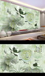 玉雕荷花家和万事兴壁画背景墙