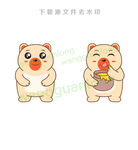 吃蜂蜜的小熊卡通矢量图