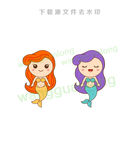 卡通美人鱼矢量造型图