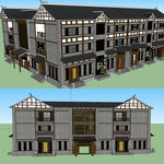 中式四合院建筑草图SU模型