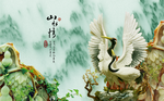 山水情 玉雕水果 仙鹤