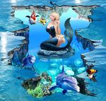 3D美人鱼海豚电视背景墙