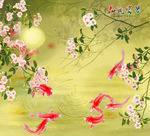 花开富贵九鱼图山水画