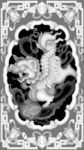 藏式柜子门板方葵狮子灰度图