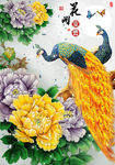 十字绣钻石画花开富贵牡丹孔雀