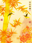 十字绣钻石画金竹报平安