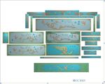 檀雕花鸟大床精雕图灰度图浮雕图