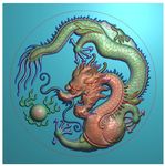 单龙云龙牌子挂件精雕图灰度浮雕