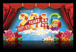 红色幕布2016猴年祝福贺卡