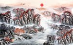 国画山水壁画