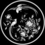 圆形花鸟灰度图