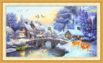 悠然小居 雪景油画
