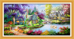 悠然小居 风景 油画