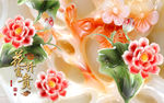 玉雕花开富贵电视背景墙