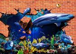 鲨鱼立体画 3D壁画 大白鲨