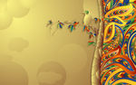 现代简约背景 百鸟图 百鸟朝凤