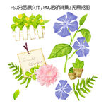 手绘花朵花盆篱笆