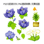 紫色花朵绿叶素材