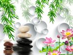 3D荷花竹子