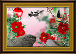 国画 红牡丹