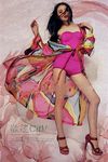 飘逸花裙少女插画分层图片