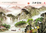 中式山水背景墙图片